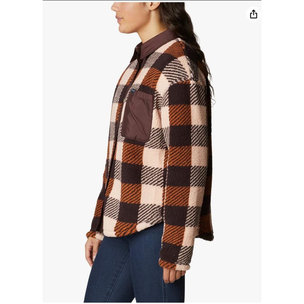 COLUMBIA West Bend Shacket Fleece Shirt Jacket in Copper Brown // S - Picture 9 of 11